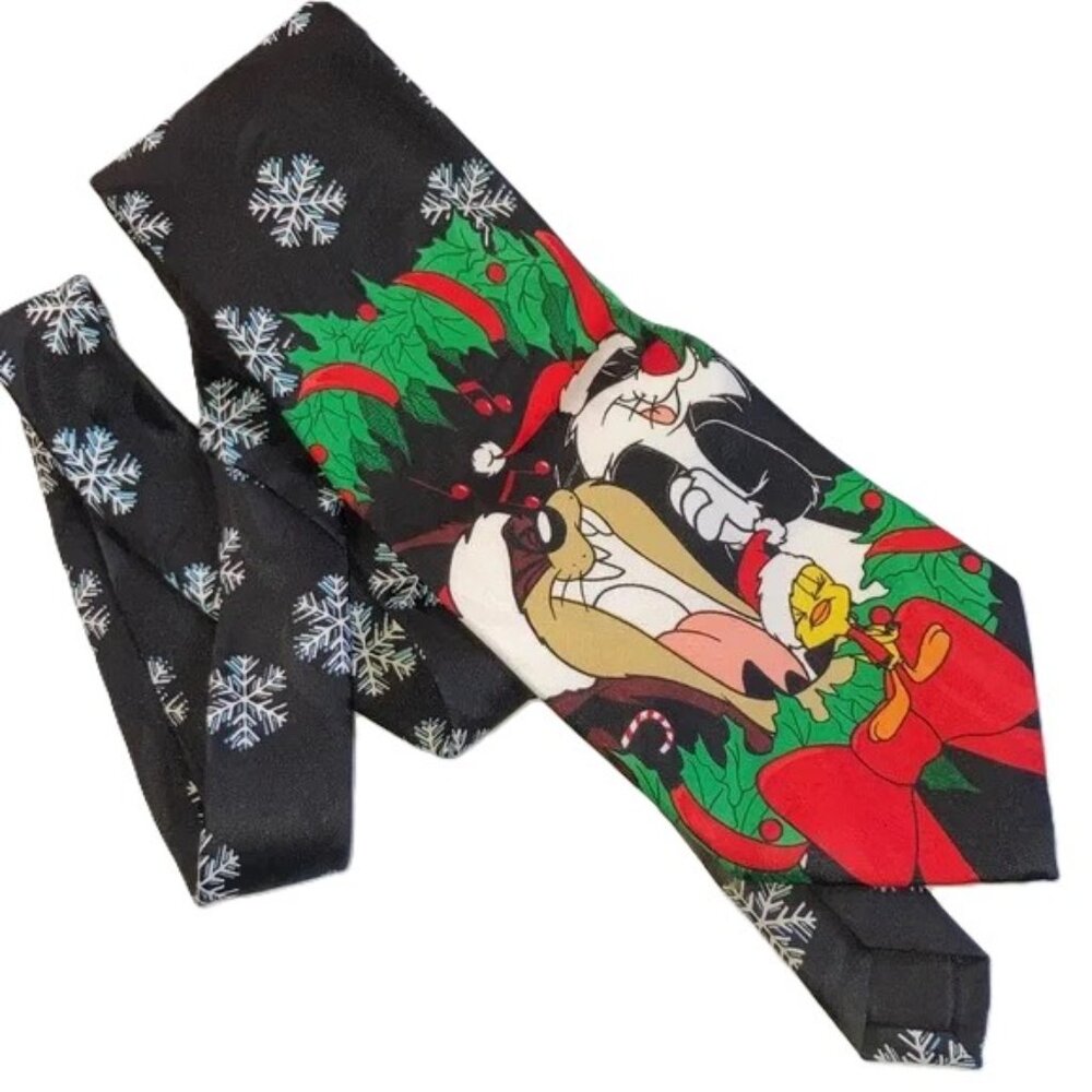 1997 Vintage Warner Bros LOONEY TUNES Christmas Holiday Tie 58 x 4 inches
